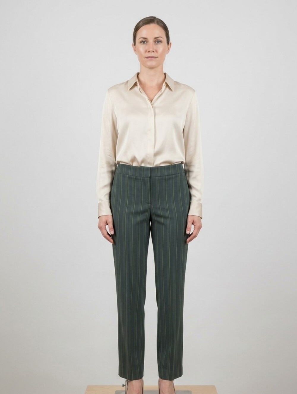 Tribal Forest Green Pinstripe Tailored Trousers